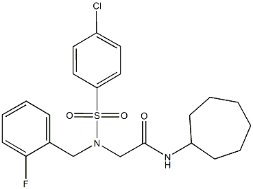 2-[[(4-chlorophenyl)sulfonyl](2-fluorobenzyl)amino]-N-cycloheptylacetamide 구조식 이미지