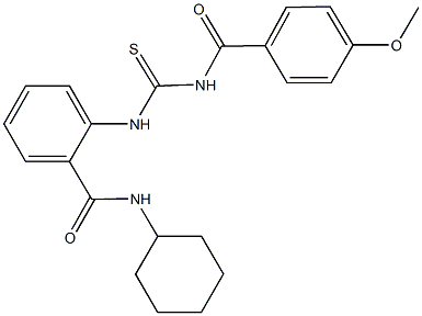 N-cyclohexyl-2-({[(4-methoxybenzoyl)amino]carbothioyl}amino)benzamide Structure