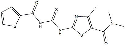 N,N,4-trimethyl-2-({[(2-thienylcarbonyl)amino]carbothioyl}amino)-1,3-thiazole-5-carboxamide Structure