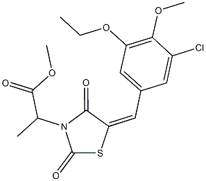 methyl 2-[5-(3-chloro-5-ethoxy-4-methoxybenzylidene)-2,4-dioxo-1,3-thiazolidin-3-yl]propanoate Structure