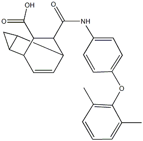 7-{[4-(2,6-dimethylphenoxy)anilino]carbonyl}tricyclo[3.2.2.0~2,4~]non-8-ene-6-carboxylic acid Structure