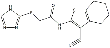 N-(3-cyano-4,5,6,7-tetrahydro-1-benzothien-2-yl)-2-(4H-1,2,4-triazol-3-ylsulfanyl)acetamide 구조식 이미지