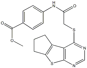 methyl 4-{[(6,7-dihydro-5H-cyclopenta[4,5]thieno[2,3-d]pyrimidin-4-ylsulfanyl)acetyl]amino}benzoate 구조식 이미지