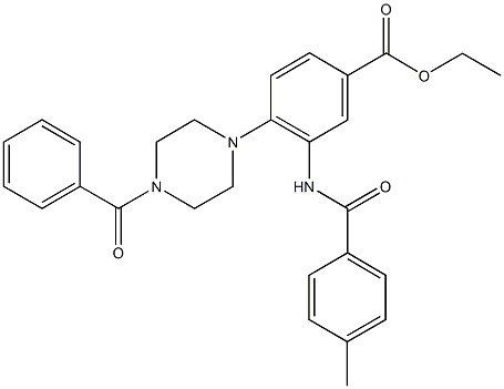 ethyl 4-(4-benzoyl-1-piperazinyl)-3-[(4-methylbenzoyl)amino]benzoate 구조식 이미지