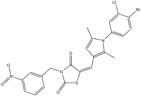 5-{[1-(4-bromo-3-chlorophenyl)-2,5-dimethyl-1H-pyrrol-3-yl]methylene}-3-{3-nitrobenzyl}-1,3-thiazolidine-2,4-dione Structure