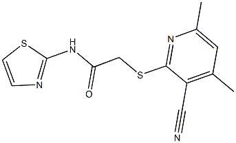 2-[(3-cyano-4,6-dimethyl-2-pyridinyl)sulfanyl]-N-(1,3-thiazol-2-yl)acetamide Structure