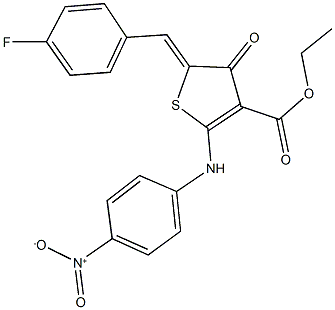 ethyl 5-(4-fluorobenzylidene)-2-{4-nitroanilino}-4-oxo-4,5-dihydro-3-thiophenecarboxylate Structure