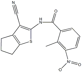 N-(3-cyano-5,6-dihydro-4H-cyclopenta[b]thien-2-yl)-3-nitro-2-methylbenzamide 구조식 이미지