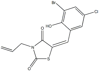 3-allyl-5-(3-bromo-5-chloro-2-hydroxybenzylidene)-1,3-thiazolidine-2,4-dione 구조식 이미지