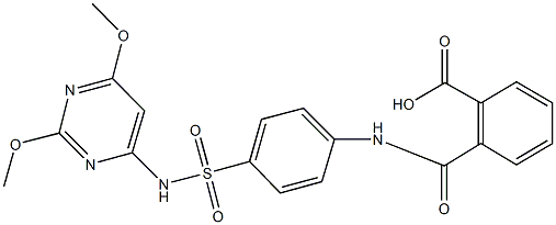 2-({[4-({[2,6-bis(methyloxy)pyrimidin-4-yl]amino}sulfonyl)phenyl]amino}carbonyl)benzoic acid Structure