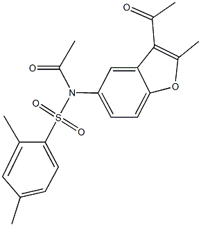 N-acetyl-N-(3-acetyl-2-methyl-1-benzofuran-5-yl)-2,4-dimethylbenzenesulfonamide Structure