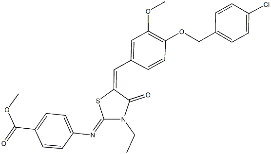 methyl 4-[(5-{4-[(4-chlorobenzyl)oxy]-3-methoxybenzylidene}-3-ethyl-4-oxo-1,3-thiazolidin-2-ylidene)amino]benzoate Structure