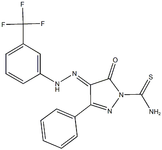 5-oxo-3-phenyl-4-{[3-(trifluoromethyl)phenyl]hydrazono}-4,5-dihydro-1H-pyrazole-1-carbothioamide Structure