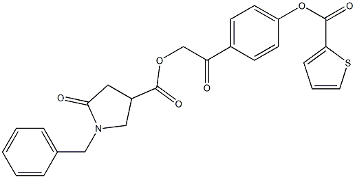 2-oxo-2-{4-[(2-thienylcarbonyl)oxy]phenyl}ethyl 1-benzyl-5-oxo-3-pyrrolidinecarboxylate Structure