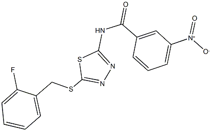 N-{5-[(2-fluorobenzyl)sulfanyl]-1,3,4-thiadiazol-2-yl}-3-nitrobenzamide 구조식 이미지