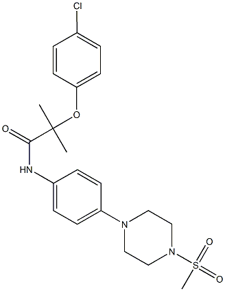 2-(4-chlorophenoxy)-2-methyl-N-{4-[4-(methylsulfonyl)-1-piperazinyl]phenyl}propanamide Structure