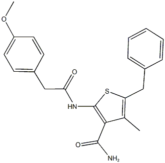5-benzyl-2-{[(4-methoxyphenyl)acetyl]amino}-4-methyl-3-thiophenecarboxamide Structure