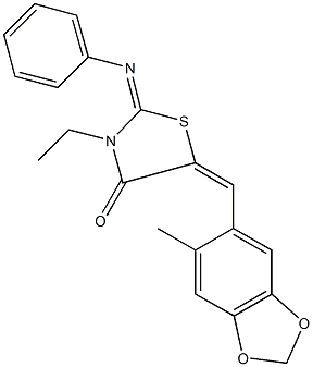 3-ethyl-5-[(6-methyl-1,3-benzodioxol-5-yl)methylene]-2-(phenylimino)-1,3-thiazolidin-4-one Structure