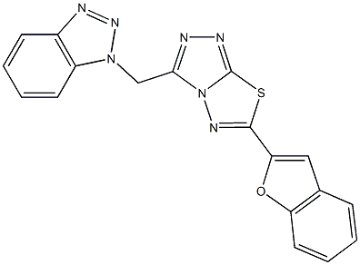 1-{[6-(1-benzofuran-2-yl)[1,2,4]triazolo[3,4-b][1,3,4]thiadiazol-3-yl]methyl}-1H-1,2,3-benzotriazole 구조식 이미지