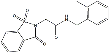 2-(1,1-dioxido-3-oxo-1,2-benzisothiazol-2(3H)-yl)-N-(2-methylbenzyl)acetamide 구조식 이미지