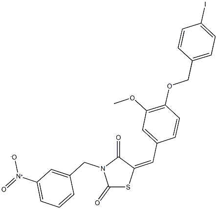 3-{3-nitrobenzyl}-5-{4-[(4-iodobenzyl)oxy]-3-methoxybenzylidene}-1,3-thiazolidine-2,4-dione 구조식 이미지