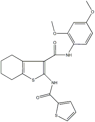 N-(2,4-dimethoxyphenyl)-2-[(2-thienylcarbonyl)amino]-4,5,6,7-tetrahydro-1-benzothiophene-3-carboxamide 구조식 이미지