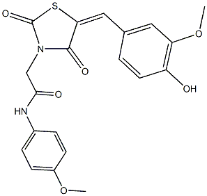 2-[5-(4-hydroxy-3-methoxybenzylidene)-2,4-dioxo-1,3-thiazolidin-3-yl]-N-(4-methoxyphenyl)acetamide 구조식 이미지