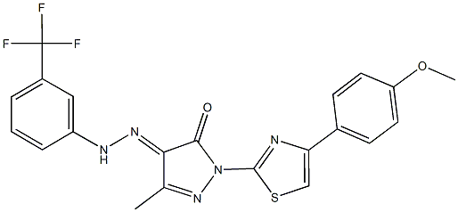 1-[4-(4-methoxyphenyl)-1,3-thiazol-2-yl]-3-methyl-1H-pyrazole-4,5-dione 4-{[3-(trifluoromethyl)phenyl]hydrazone} Structure