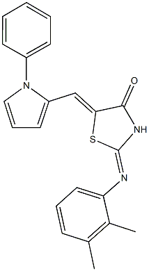 2-[(2,3-dimethylphenyl)imino]-5-[(1-phenyl-1H-pyrrol-2-yl)methylene]-1,3-thiazolidin-4-one Structure