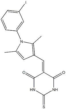 5-{[1-(3-iodophenyl)-2,5-dimethyl-1H-pyrrol-3-yl]methylene}-2-thioxodihydro-4,6(1H,5H)-pyrimidinedione 구조식 이미지