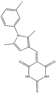 5-{[1-(3-iodophenyl)-2,5-dimethyl-1H-pyrrol-3-yl]methylene}-2-thioxodihydro-4,6(1H,5H)-pyrimidinedione Structure