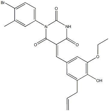 5-(3-allyl-5-ethoxy-4-hydroxybenzylidene)-1-(4-bromo-3-methylphenyl)-2,4,6(1H,3H,5H)-pyrimidinetrione Structure