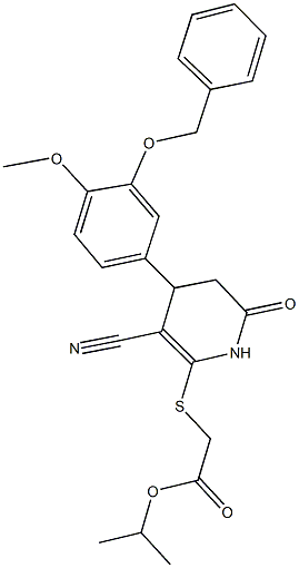 isopropyl ({4-[3-(benzyloxy)-4-methoxyphenyl]-3-cyano-6-oxo-1,4,5,6-tetrahydro-2-pyridinyl}sulfanyl)acetate 구조식 이미지