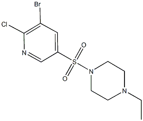 1-[(5-bromo-6-chloro-3-pyridinyl)sulfonyl]-4-ethylpiperazine 구조식 이미지