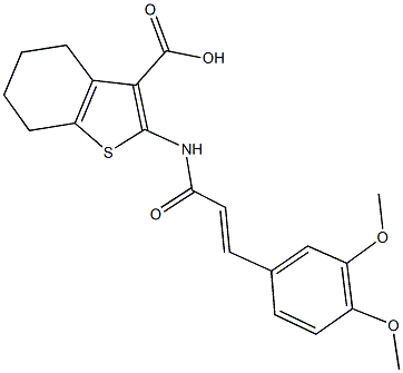 2-{[3-(3,4-dimethoxyphenyl)acryloyl]amino}-4,5,6,7-tetrahydro-1-benzothiophene-3-carboxylic acid 구조식 이미지