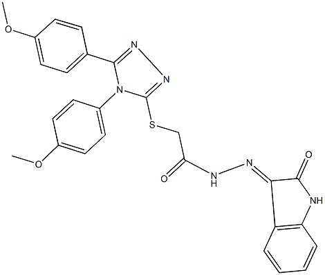 2-{[4,5-bis(4-methoxyphenyl)-4H-1,2,4-triazol-3-yl]sulfanyl}-N'-(2-oxo-1,2-dihydro-3H-indol-3-ylidene)acetohydrazide 구조식 이미지