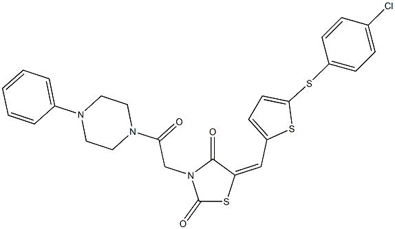 5-({5-[(4-chlorophenyl)sulfanyl]thien-2-yl}methylene)-3-[2-oxo-2-(4-phenylpiperazin-1-yl)ethyl]-1,3-thiazolidine-2,4-dione Structure