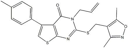 3-allyl-2-{[(3,5-dimethyl-4-isoxazolyl)methyl]sulfanyl}-5-(4-methylphenyl)thieno[2,3-d]pyrimidin-4(3H)-one Structure