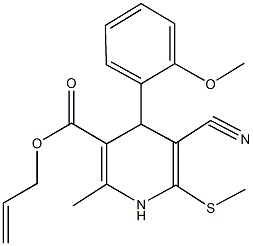 allyl 5-cyano-4-(2-methoxyphenyl)-2-methyl-6-(methylsulfanyl)-1,4-dihydropyridine-3-carboxylate 구조식 이미지