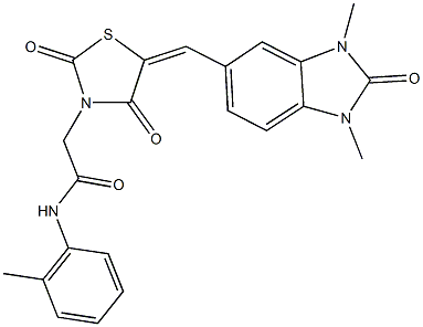2-{5-[(1,3-dimethyl-2-oxo-2,3-dihydro-1H-benzimidazol-5-yl)methylene]-2,4-dioxo-1,3-thiazolidin-3-yl}-N-(2-methylphenyl)acetamide Structure