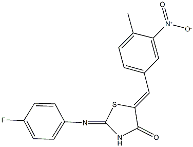 2-[(4-fluorophenyl)imino]-5-{3-nitro-4-methylbenzylidene}-1,3-thiazolidin-4-one 구조식 이미지