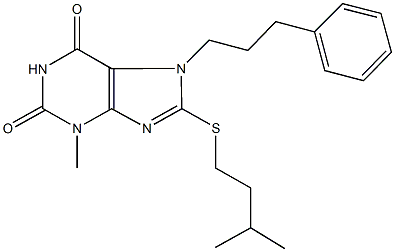 8-(isopentylsulfanyl)-3-methyl-7-(3-phenylpropyl)-3,7-dihydro-1H-purine-2,6-dione Structure