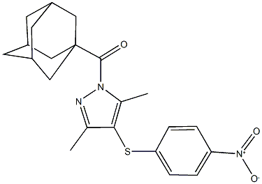 1-(1-adamantylcarbonyl)-4-({4-nitrophenyl}sulfanyl)-3,5-dimethyl-1H-pyrazole 구조식 이미지