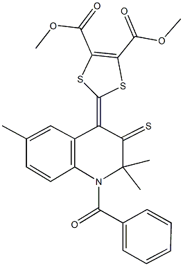 dimethyl 2-(1-benzoyl-2,2,6-trimethyl-3-thioxo-2,3-dihydro-4(1H)-quinolinylidene)-1,3-dithiole-4,5-dicarboxylate 구조식 이미지