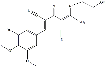 5-amino-3-[2-(3-bromo-4,5-dimethoxyphenyl)-1-cyanovinyl]-1-(2-hydroxyethyl)-1H-pyrazole-4-carbonitrile 구조식 이미지