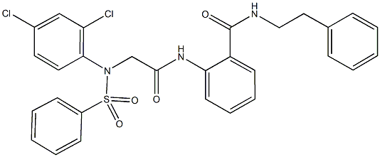 2-({[2,4-dichloro(phenylsulfonyl)anilino]acetyl}amino)-N-(2-phenylethyl)benzamide 구조식 이미지