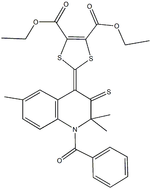 diethyl 2-(1-benzoyl-2,2,6-trimethyl-3-thioxo-2,3-dihydro-4(1H)-quinolinylidene)-1,3-dithiole-4,5-dicarboxylate 구조식 이미지