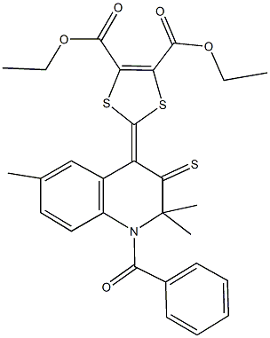 diethyl 2-(1-benzoyl-2,2,6-trimethyl-3-thioxo-2,3-dihydro-4(1H)-quinolinylidene)-1,3-dithiole-4,5-dicarboxylate Structure