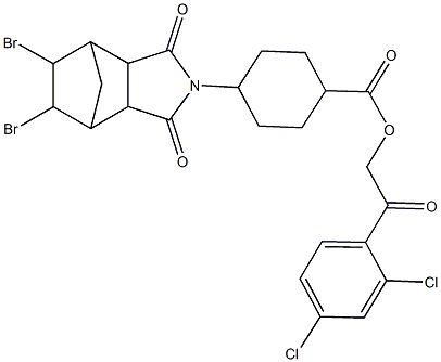 2-(2,4-dichlorophenyl)-2-oxoethyl 4-(8,9-dibromo-3,5-dioxo-4-azatricyclo[5.2.1.0~2,6~]dec-4-yl)cyclohexanecarboxylate Structure