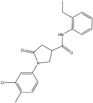 1-(3-chloro-4-methylphenyl)-N-(2-ethylphenyl)-5-oxo-3-pyrrolidinecarboxamide 구조식 이미지